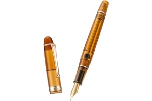 Asvine Füllfederhalter V126 mit feiner Spitze, transparentes braunes Acryl, großes Fassungsvermögen, mit Geschenketui