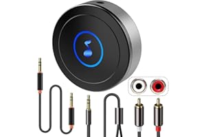 BLACKHORSE Bluetooth 5.0 Empfänger für Stereoanlage, AUX Bluetooth Adapter für HiFi, Lautsprecher, TV, PC, Audio Receiver für Klinke 3.5 / RCA, Niedrige Latenz und HD Audio, Zwei Geräte Anschluss