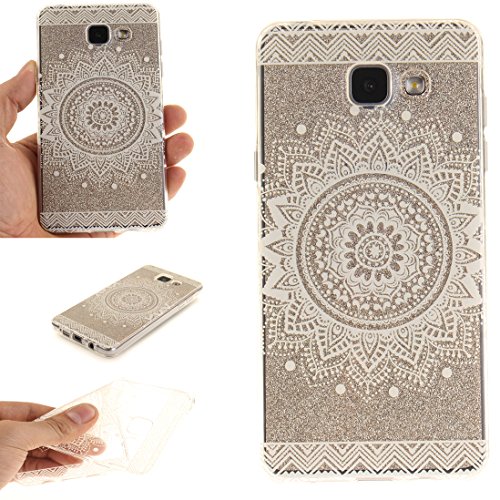 Funda Samsung Galaxy A5 2016 SM-A510F Wanxida Funda de Silicona TPU Carcasa Transparente Clara Soft Clear Case Cover Funda Blanda Delgada Carcasa Suave Ligera Caja Anti Rasgu  os Anti Choque Funda protectora con Dise  o   nico - Flor Blanca de Mandala