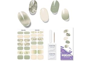 DUKASOU Vernis Autocollant Ongles UV, 28pcs Autocollant Ongle Gel UV Ongles en Gel UV Semi Durci, Ongles Autocollants Adhésif UV, Nail Stickers UV Pour Femmes Nails Art