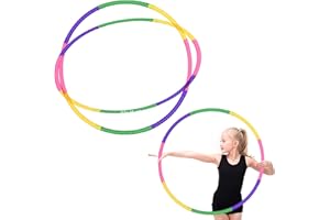 FEIONE 2 Stück Hula Hoop Reifen Kinder, Abnehmbarer Hullahub Reifen für Kinder Ab 3 Jahren, 60 cm Ø (24 Zoll) Gymnastikreifen, Leichter Kunststoff Hula Hoop Reifen für Fitness, Tanz & Spiel