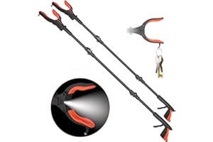 Kekoy 44'' 2-Pack Grabber Reacher Tool with Light, Extra Long Litter Pickers for Adults Grabber Stick for Elderly, Helping Hand Grabber for Disabled Aid Picker Upper, Rubbish Pick Up (2 Pack Orange）