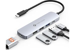 NOVOO USB C Hub USB C Adapter mit 4K HDMI, 100W PD, 3 USB A Datenports 5Gbps USB C Dock Multiport Adapter für iPhone 15/15 Pro,MacBook Pro/Air M1 M2, iPad Pro,Surface,XPS,Thinkpad, Galaxy, und mehr