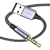 MOSWAG 3,5 mm AUX Audio Jack Stecker auf USB 2.0 Kabel, Vergoldeter 4 poliger 3,5 mm Stecker auf USB 2.0 Stecker PC-Anschluss