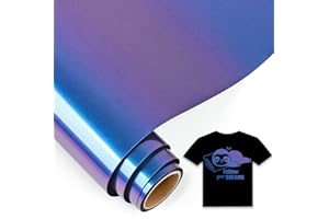 IModeur 5 Ft vinile termoadesivo blu al viola - 30,5 x 153 cm vinile termoadesivo per tessuti, vestiti, berretti, pantaloni,termovinile vinile Camaleonte per Cricut Maker, Silhouette Cameo
