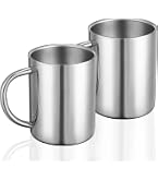 Lot De 2 Tasses Isothermes Inox 500 Ml - Double Paroi Avec Poignée | Pour Café, Thé, Lait, Jus