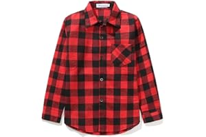 Grandwish Jungen Kariertes Hemd Langarm-Shirts für Mädchen Rot Schwarz Gr.86 - Gr.140