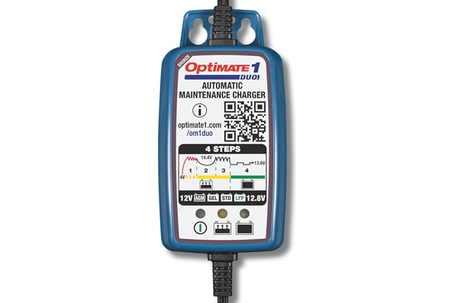 OptiMate 1 Duo 12V Lithium and Lead Acid Motorcycle Automatic Battery Charger Maintainer