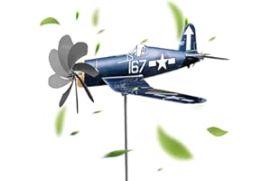 MOSLATE Girouette d'avion - Girouette d'avion en métal, Jardin, Moulin à Vent d'avion en Acier Inoxydable, Attrape-Vent d'avion, Ornement Jardin, Moulin à Vent Jardin, décor Cour