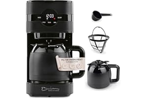 BARISTA KAFFEE & TECHNIK Barista Cafetière filtre avec thermos | Minuteur 24h & filtre permanent | Pour 8 tasses de café | Cafetière pour poudre [Noir]