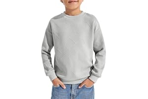 Haloumoning T-shirt à manches longues pour garçon - Col rond - Couleur unie - Pull à manches longues - T-shirt basique