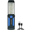 Powerful 36+5 LED 3000 Lumens Portable Flashlight Torch Rechargeable Inspection Lamp Camping Light Hands-Free Garage Workshop Flashlight for Work with Adjusting Stand, Hanging Hook and Magnet Base