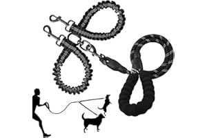 DIVONO Laisse Double Anti-Enroulement pour 2 Chiens, Laisse Chien, Double séparateur pour Dresser et Marcher 2 Chiens(Color:Noire)