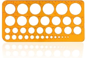 LAOXIANGJI Plantilla De Círculo, Plantilla De Plástico, Plantilla De Dibujo Con 36 Círculos, Regla Circular Para Dibujar, Medir, Diseñar,Regla Circular Para Ayudas De Dibujo (Naranja)