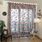 1er-Pack Gardine LnLyin Pfingstrose Fenster Vorhänge Gardinen Schlaufen Vorhang Schlaufenschal Deko für Wohnzimmer Schlafzimmer Studierzimmer