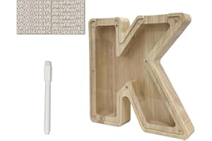 Meloditrunk K Buchstaben Spardose Kinder, Personalisierte A-Z Sparschwein Durchsichtig Holz Spardose, Münze Bank Münze Geld Bank für Erwachsene Kinde, Geschenke für Geburtstag, und Weihnachten