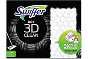 Swiffer 3D Panni Catturapolvere Ricariche 7 Pezzi, Trattiene E Blocca Più Polvere, Sporco E Capelli Di Una Scopa Tradizionale