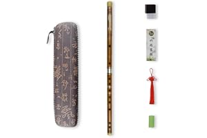 PHYSKOW D key Dizi Bitter Bambusflöte für Anfänger mit freier Membrane & Kleber & Protector Set traditionelles chinesisches Instrument (D key/Bitter Bambus)