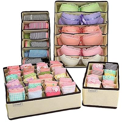 MCIRCO Foldable Closet Organizers for Handkerchiefs, Underwear, Bras, Socks and Neck Ties Collapsible Organizer Storage Boxes (Set of 4) by Mcirco