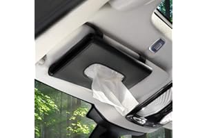 SEMBEM Tissue Box Holder for Car, Car Napkin Case, Hanging Paper Towel Clip, PU Leather Paper Carton, Mask Holder for Car-Black