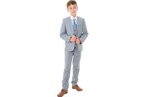 Milano Mayfair, Boys Light Grey 5 Piece Suit, Boys Wedding Page Boy Party Prom Suit, 12-18m to 14 Years