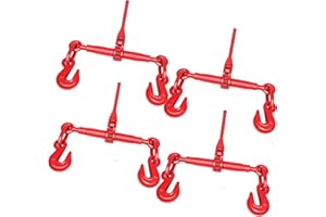 GPOAS 4 Pack Ratchet Chain Binder, 1/4 to 5/16 Inch Load Binders 2600LBS Working Load Capacity, Breaking Strength 9200LBS Heavy Duty Ratchet Type Binder Ratchet Boomer to Truck Flatbed Trailer