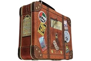 MediMuc Reisekoffer Globetrotter - Keksdose mit beweglichem Griff, stabilem Schnappschloss und bunten Stickern - lebensmittelecht - Volumen 2.0L - Maße: 20,7 x 16,0 x 6,2 cm