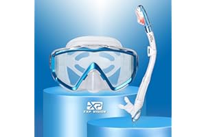 EXP VISION Ensemble de Tuba Sec, Masque de plongée Pano à 3 fenêtres, Lunettes de plongée et Tuba antibuée, équipement Professionnel de Masque de plongée avec Tuba pour Adultes