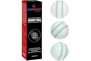 ONEGlobal Balle de Cricket d'Entraînement en Caoutchouc Souple et Sûre | avec Vraie Couture Cousue et Noyau pour Bounce, Swing & Spin | Idéal pour Le Développement des Compétences