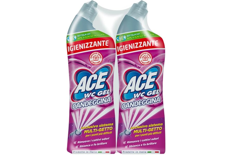ACE Toilet Gel Multi-Jet Bleach Sanitizer, 2 Packs of 700 ml