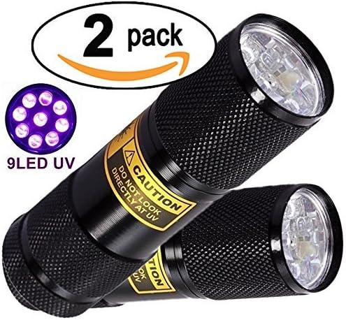 Bright Eyes 2-PACK - Best Black Light - Top UV Pet Urine Stain Detector - Discount Scorpion Hunter Blacklight - Counterfeit Money Checker, Head Lice or Bed Bug Revealer (Aluminum, 9 LED) - LIFETIME WARRANTY by Bright Eyes