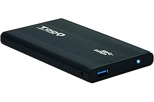 Tooq TQE-2524B - Carcasa para Discos Duros HDD de 2.5", (SATA I/II/III de hasta 9.5 mm de Alto, USB 3.0), Aluminio, indicador LED, Color Negro, 50 grs.
