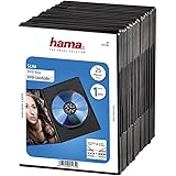Hama DVD-Hülle Slim (auch passend für CDs und Blu-rays, extra schmal, mit Folie zum Einstecken des Covers) 25er-Pack, schwarz