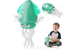 LTFIOON Pulpo Bailarín Eléctrico con LED y Música - Juguete de Pulpo Bailarín, 2 Modos (Baile & Gateo), Evitación Automática de Obstáculos, Regalo Mágico para niños y niñas (Verde)