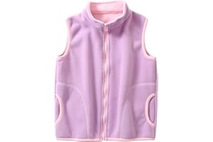 ANIMQUE Bambini Gilet in Pile Polare Ragazzi Ragazze Colletto in Piedi Senza Maniche Giacca Autunno Invernale Cerniera Capispalla Panciotto