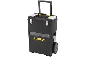 STANLEY Mobile Work Centre Toolbox, taller rodante 2 en 1 con unidades apilables y caja de herramientas extraíble, 1-93-968