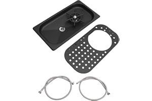 YUYTE Bar Sink with Glass Rinser,Stainless Steel Pitcher Rinser Cup Washer Glass Cleaning Rinser High Pressure Washing with Drain Drip Tray Hose for Bar Coffee Shop (Black A)