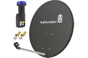 OPTICUM Zehnder 80cm Spiegel Schüssel Stahl + Twin LNB | 2 Teilnehmer SAT Anlage HD Digital Set anthrazit | DVB-S/S2 Full HDTV 3D 4K Ultra HD UHD Empfang