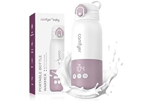 COMFYER Portable Bottle Warmer on The Go for Baby, Fast Heating and Long Battery Life 12000 mAh, Two Heating Modes for Breast Milk and Water, 340 ml Capacity, for Car and Plane Travel