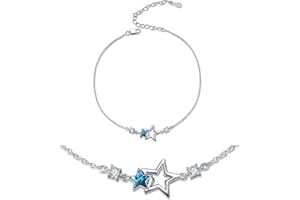 YAFEINI Tobilleras de plata de ley para mujeres y niñas en capas cadena con bolas y cuentas dobles tobilleras de playa