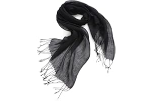 prettystern Femme Homme 100% Lin longue Écharpe Foulard frangé Printemps et en Été uni-coloré