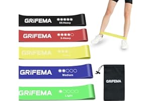 GRIFEMA GAK5001 Resistance Bands [Set of 5], Exercise Resistance Bands Set Women and Men, 5 Different Levels Stretch Bands for Exercise - for Home, Gym, Yoga, Training