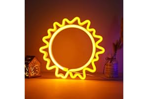 DWOOKE Sun Neon Signs,LED Neon Light,Warm White Sunflower Neon Sign for Wall Decor,Battery and USB Operated Neon Light Signs,Neon Decorative Lights for Bedroom,Party,Christmas,Wedding,Bar