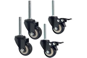 RAPOYO Lot de 4 roulettes pivotantes de 5,1 cm avec tige filetée en polyuréthane pour meubles et établis, double roulement, charge 150 kg