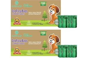 SANTER LABS Bolsas Excrementos Perro Compostables Biodegradables ¡Salva EL Planeta! Origen Vegetal Sin Microplásticos Resistentes a Fugas Extrafuerte (33x22 cm) De Almidón de Maíz (300 BOLSAS)