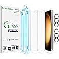 amFilm [2+2 Pack] OneTouch Tempered Glass Screen Protector for Samsung Galaxy S23+/S23 Plus 6.6 Inch with Camera Lens Protector, 9H Hardness, Easy Installation and Bubble Free.