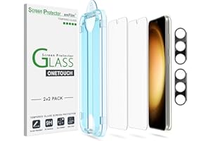 amFilm (pakiet 2+2) Zabezpieczenie ekranu OneTouch do Samsunga Galaxy S23 plus 5G, twardość 9H z ochroną obiektywu aparatu ze szkła hartowanego, łatwa instalacja i bez pęcherzyków powietrza