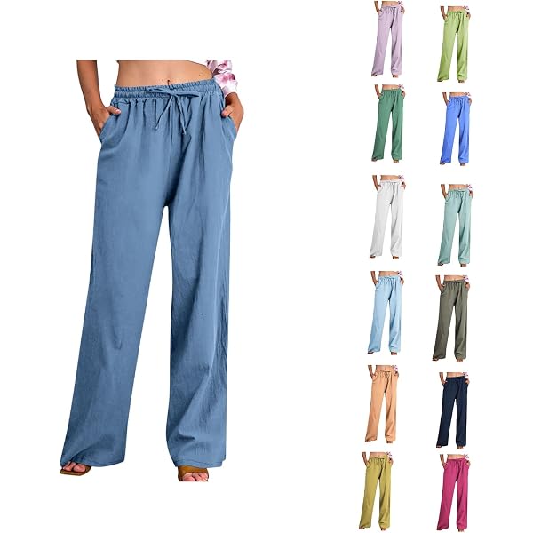 Pantalon Palazzo Rayé Pour Femme - Jambe Large, Taille à Cordon, Léger Et Fluide Pour L'été