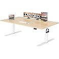 Devoko Electric Standing Desk 180x80 cm, Height Adjustable Desk Ergonomic Stand up Desk with 2 Memory Preset and Cable Management Tray, Beige