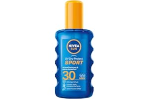 ‎NIVEA NIVEA SUN UV Dry Protect Sport Sonnenspray LSF 30 (200 ml), 100% transparenter Sonnenschutz speziell für Sportler, schweißresistente & extra wasserfeste Sonnencreme